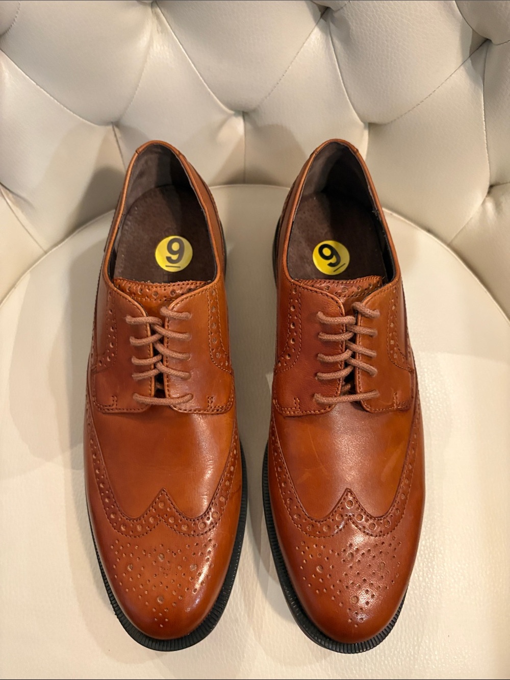 Cole Haan Men's Tan Brown Leather Wingtip Oxfords